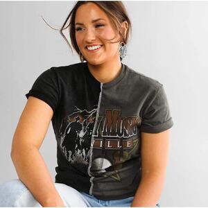 Nashville Crop Top Country Music Rider T-shirt Distressed Vintage Style Size Med